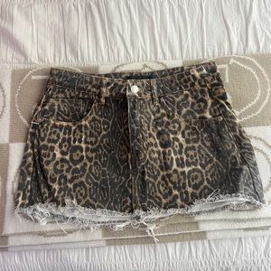 Cheetah Print Denim Skirt